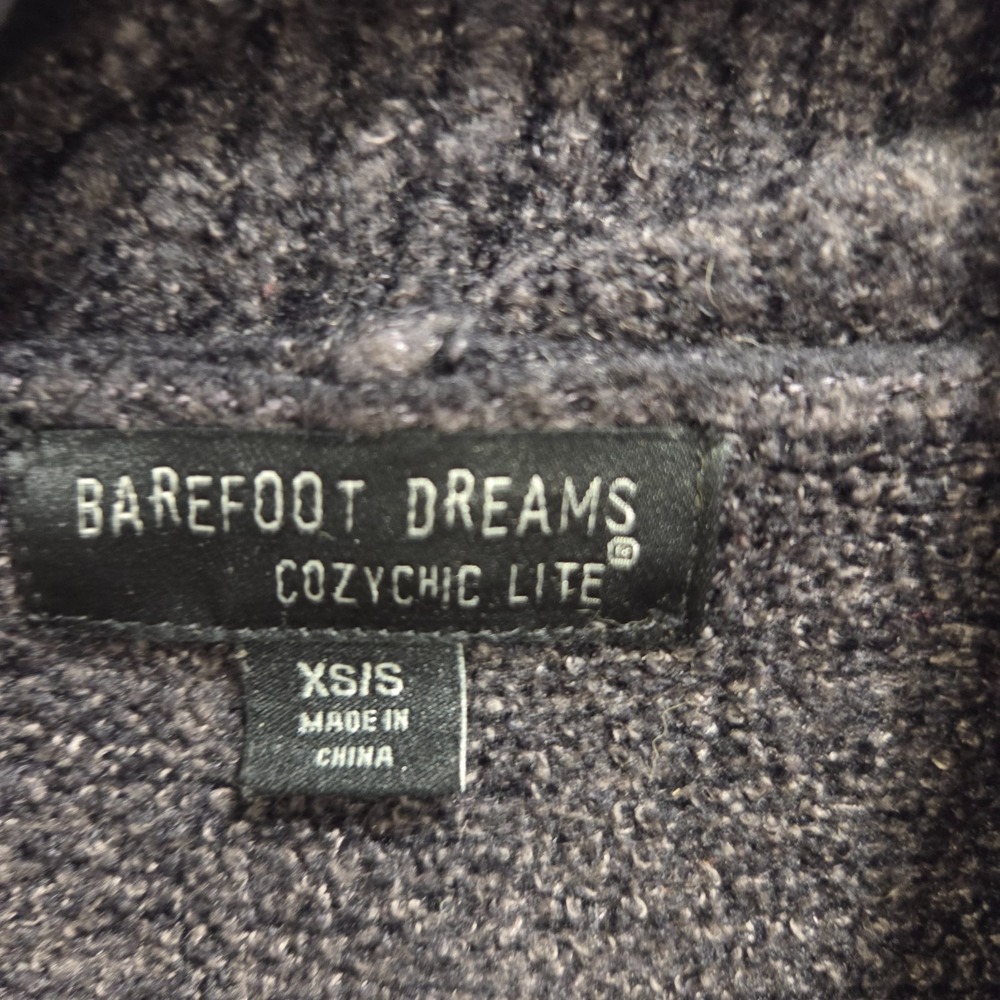 Barefoot Dreams Cozychic Lite Cardigan Sweater Womens XS/S Black Pockets Soft - Picture 3 of 7